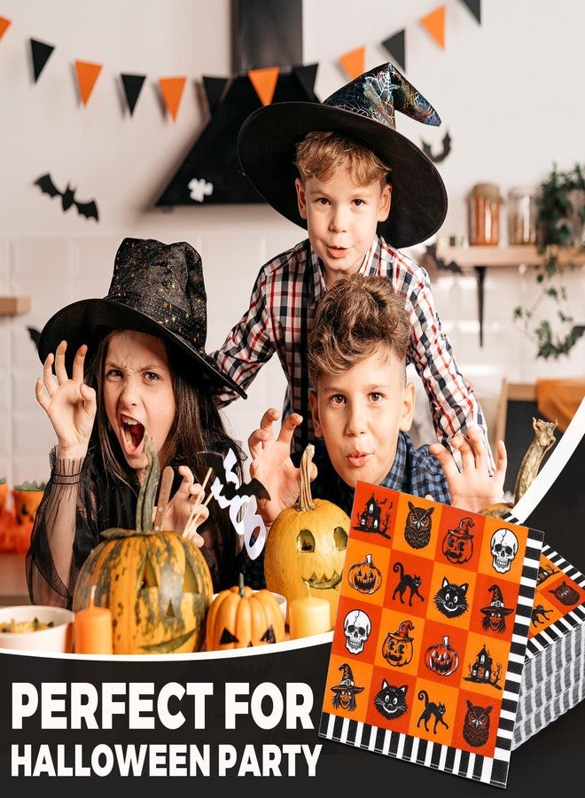 Whaline Halloween Paper Napkins Vintage Luncheon Napkin Orange Black Cat Disposable Dessert Dinner Hand Napkin for Home Kitchen Restaurant Party Supplies, 50 Pcs - Image 4